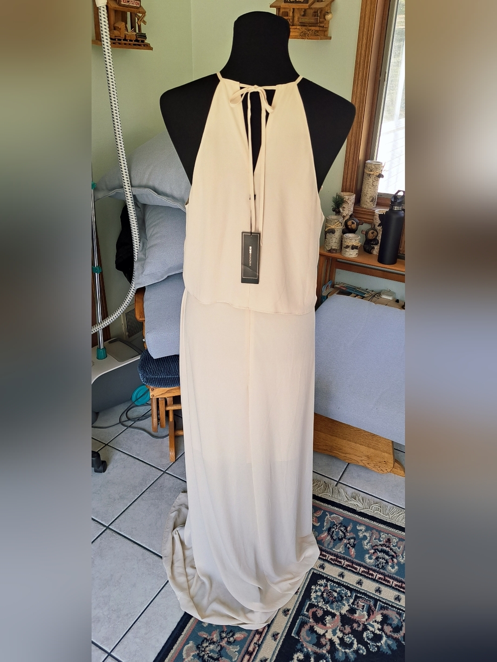 BCBG MaxAzria Blush Halter Ruffle Maxi Dress - Picture 5 of 8